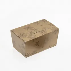 250g Fold Flat Ballotin; Gold with Snowflakes